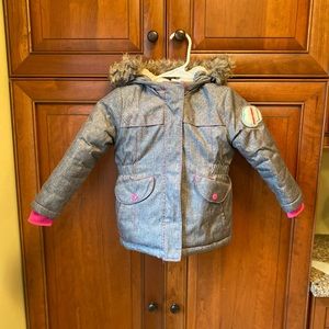 🌸Girls Gray Pink 4T warm winter coat/jacket, like new🌸